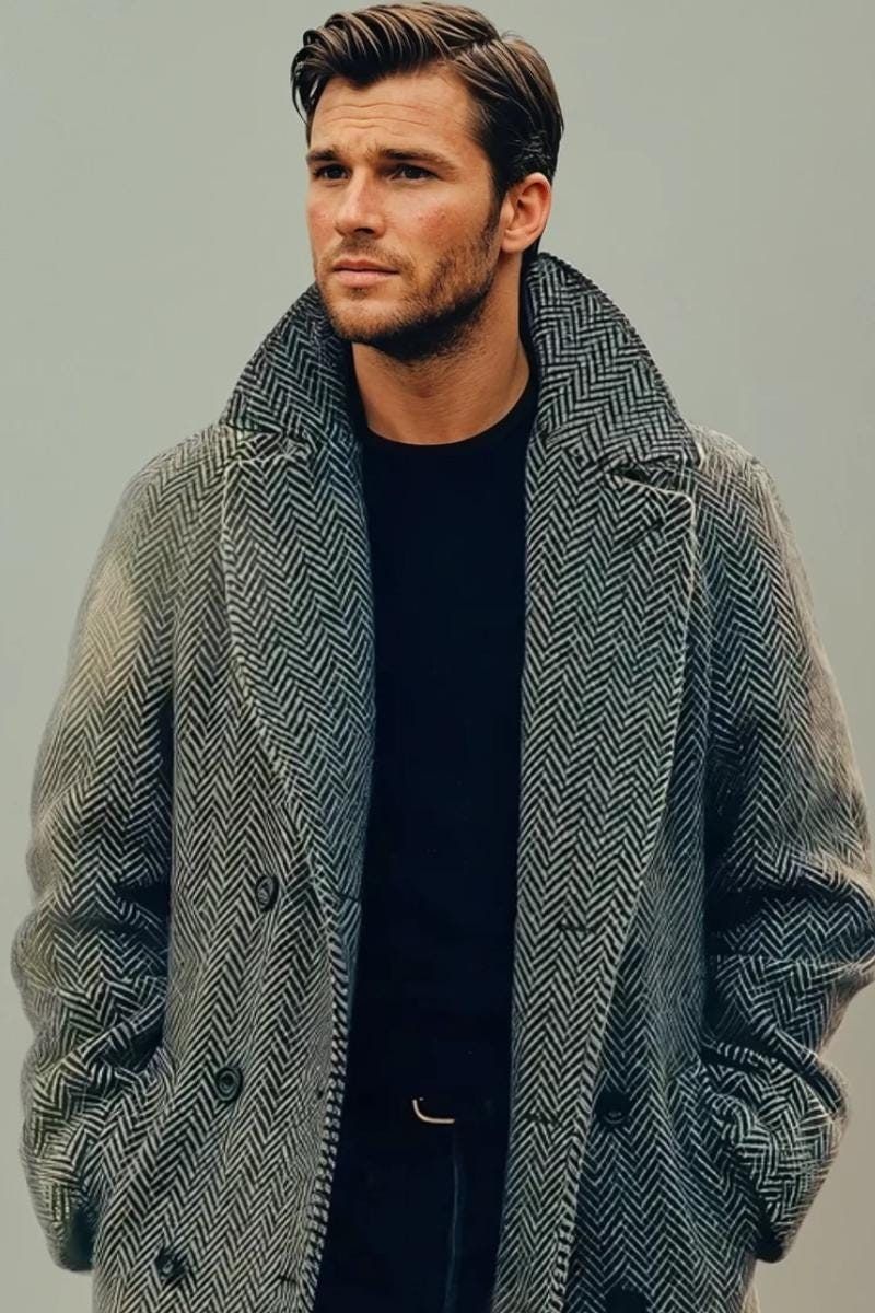 Double-Breasted Grey Coat